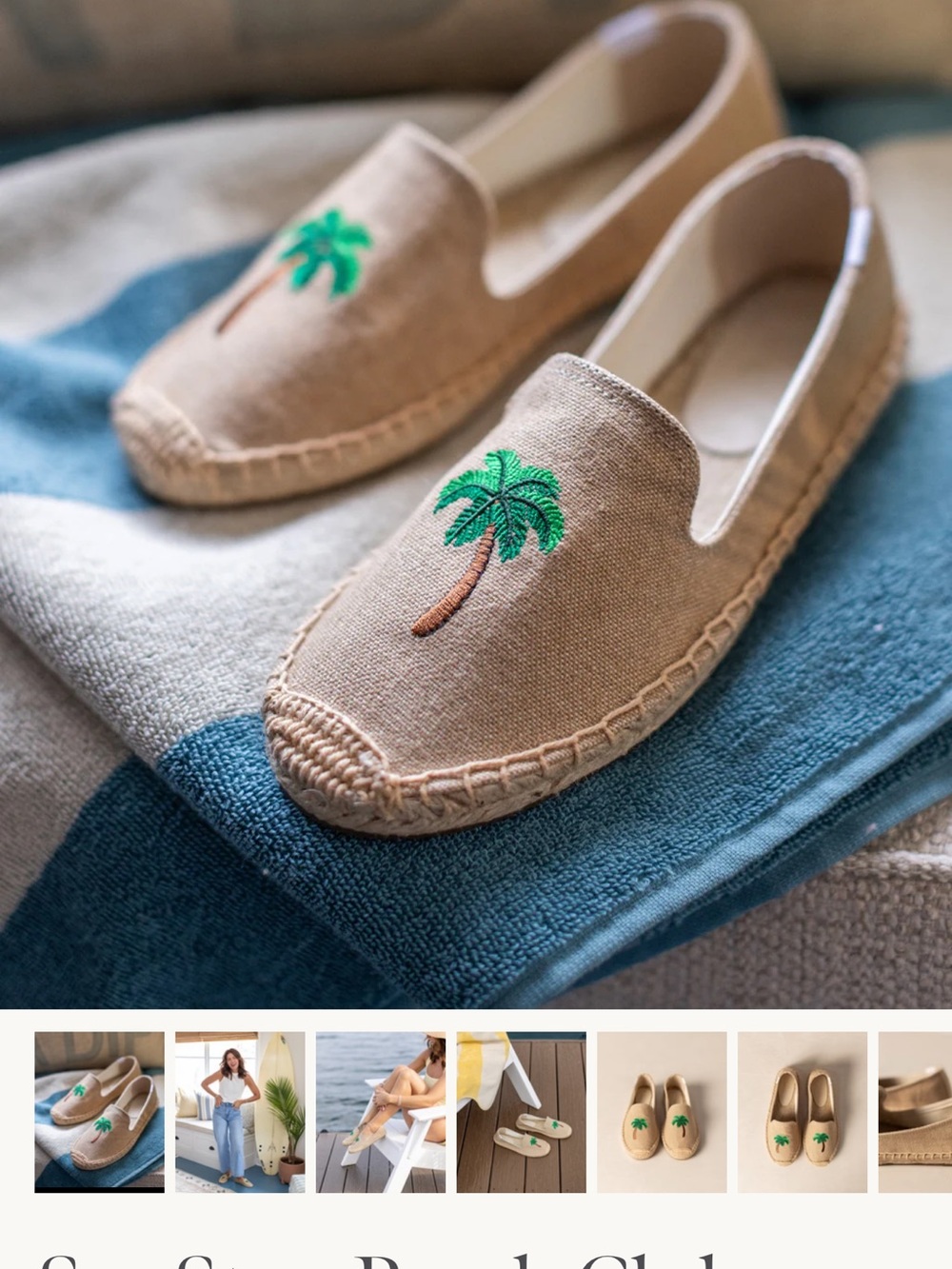 Palm Tree Embroidered Beige Espadrilles - Women